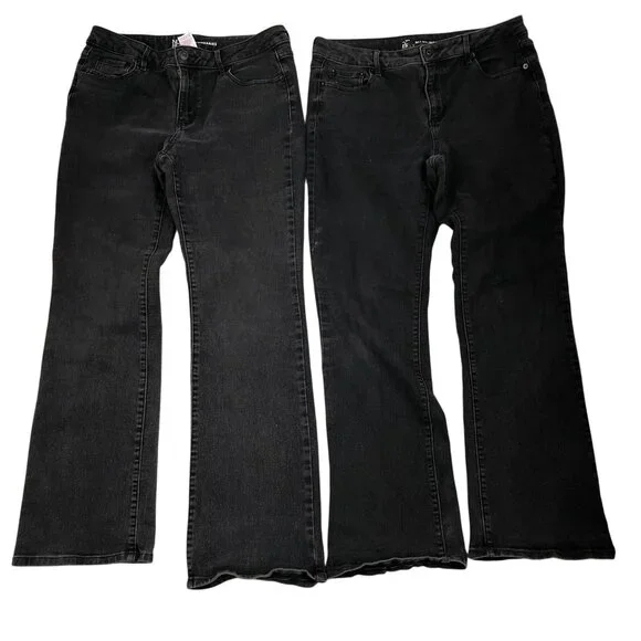 No Boundaries Womens Jeans Size 13 Lot of Two Black Denim Bootcut Leg Mid Rise - Picture 1 of 14